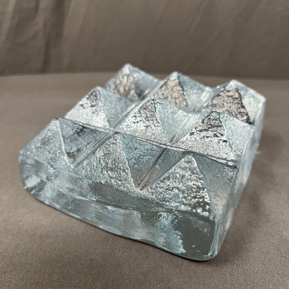 Vintage Blenko Art Glass Block Bookend Paperweight Textured Ice Cube Replacement